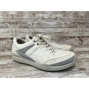 ECCO Biom Hybrid Hydromax White/Cream Yak Leather Water Resist Golf Shoes EU 39